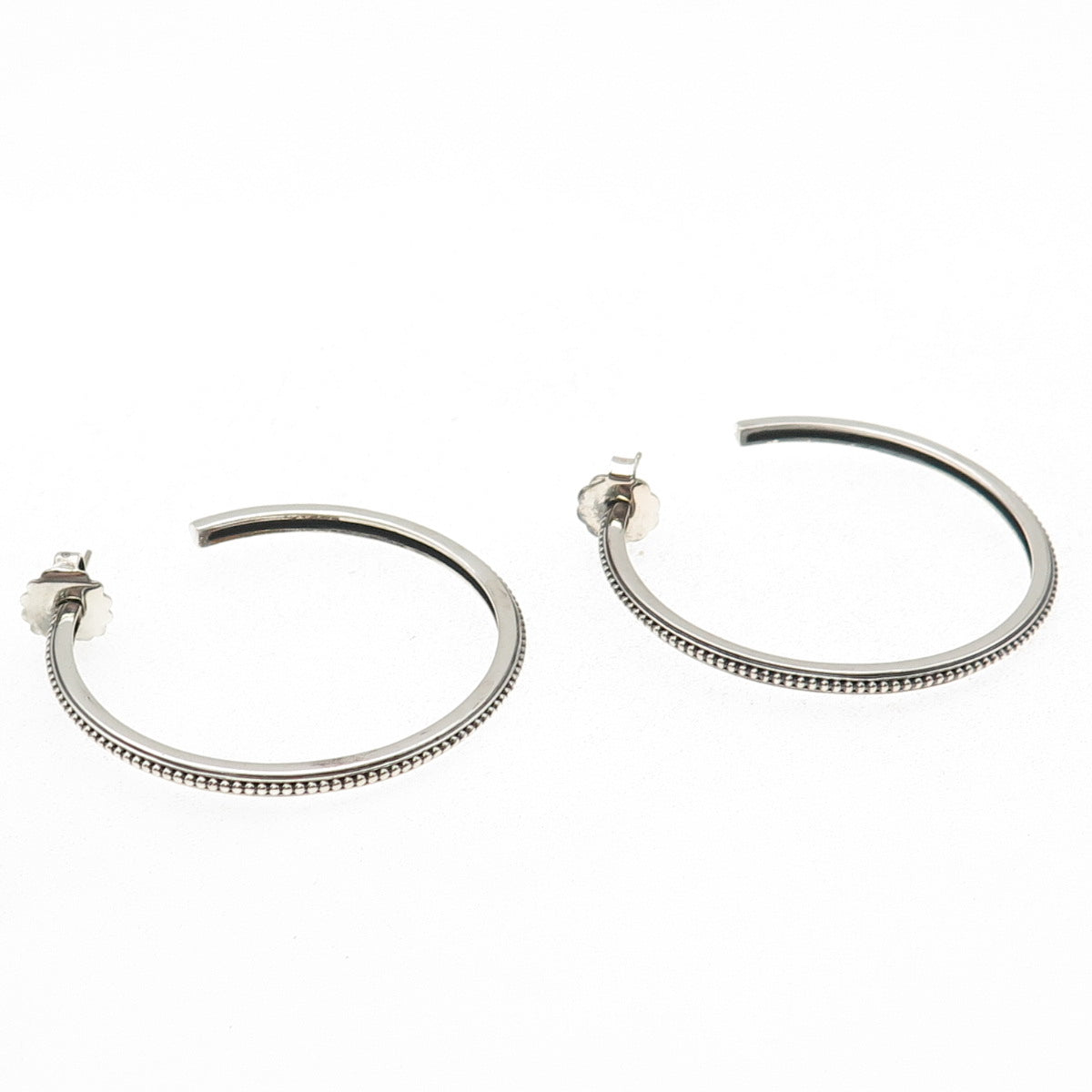 Slane & Slane 925 Sterling Silver Vintage Oxidized Beaded Hoop Earrings