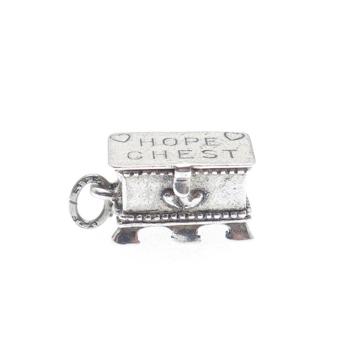 BEAU 925 Sterling Silver Vintage Hope Chest Minimalist Box Charm Pendant