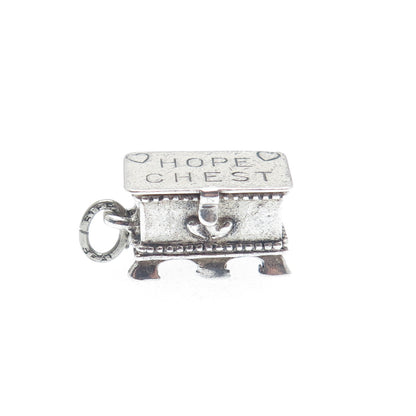 BEAU 925 Sterling Silver Vintage Hope Chest Minimalist Box Charm Pendant
