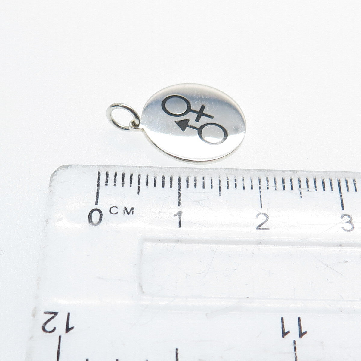 925 Sterling Silver Black Enamel Male & Female Sign Minimalist Charm Pendant