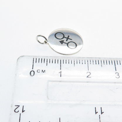 925 Sterling Silver Black Enamel Male & Female Sign Minimalist Charm Pendant