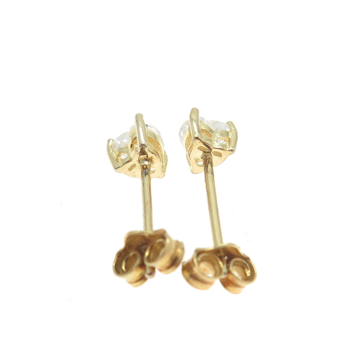 925 Sterling Silver Gold Plated Heart-Cut C Z Stud Earrings