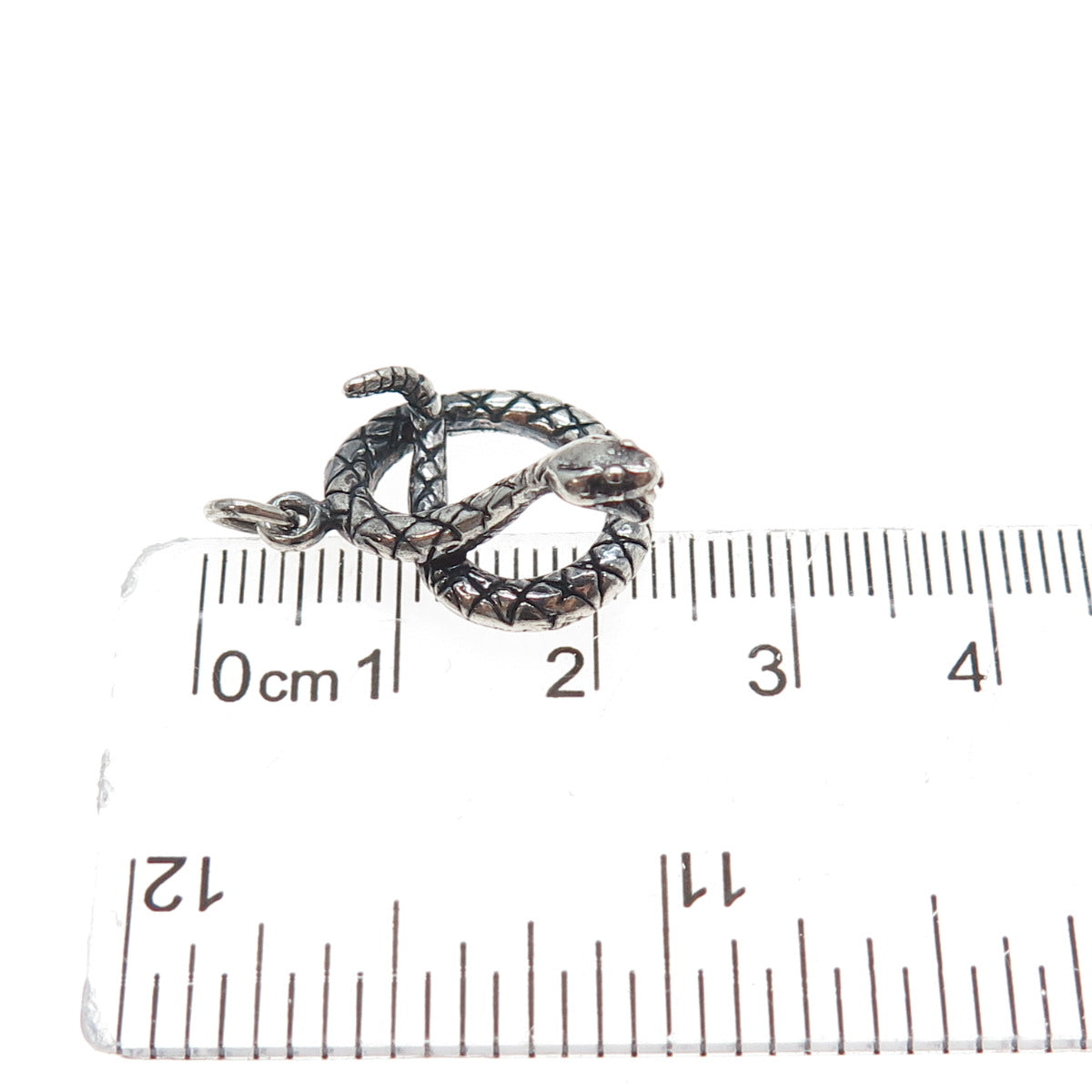 925 Sterling Silver Vintage Snake Oxidized Minimalist Charm Pendant