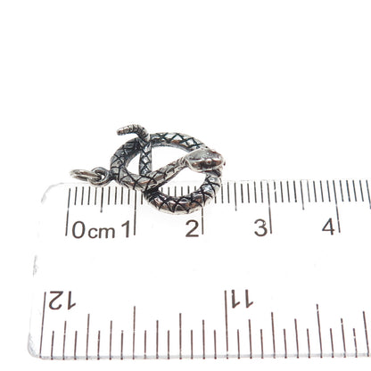 925 Sterling Silver Vintage Snake Oxidized Minimalist Charm Pendant