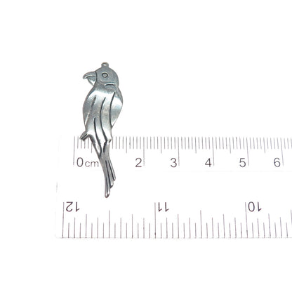925 Sterling Silver Vintage Parrot Bird Oxidized Charm Pendant