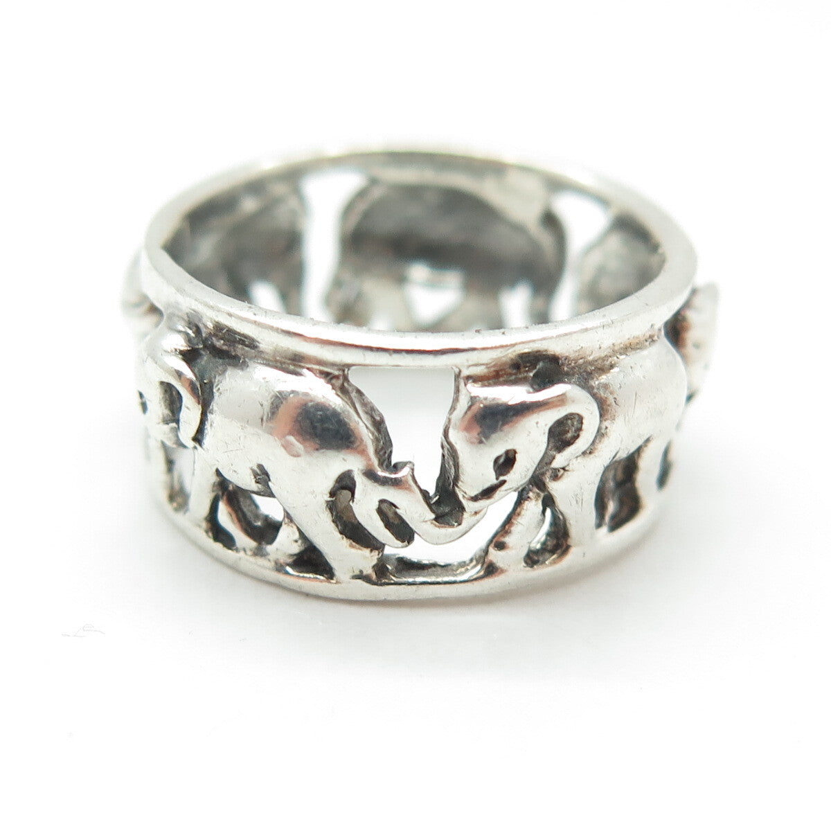 925 Sterling Silver Vintage Elephant Oxidized Band Ring Size 5.5
