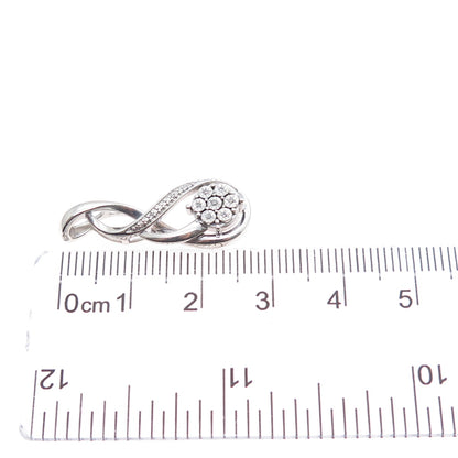 925 Sterling Silver Real Round-Cut Diamond Twisted Charm Pendant