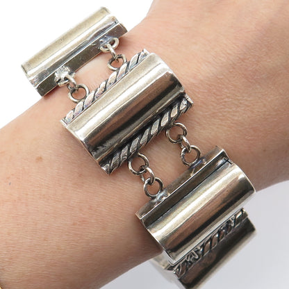 MWS Mark Wasserman Samara 925 Sterling Vintage Modernist Oxidized Bracelet 6.75"