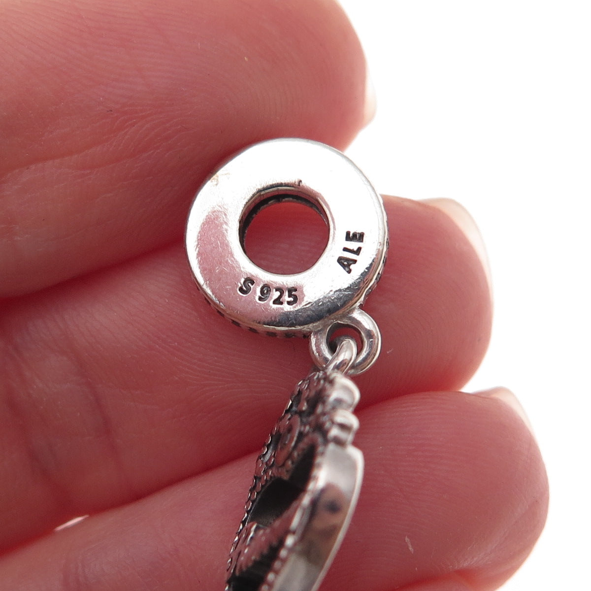 Pandora 925 Sterling Silver Round-Cut C Z Princess Crown Heart Dangle Charm