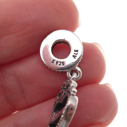 Pandora 925 Sterling Silver Round-Cut C Z Princess Crown Heart Dangle Charm