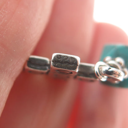 925 Sterling Silver Vintage Kingman Turquoise Spiral Circle Cross Bracelet 6.5"