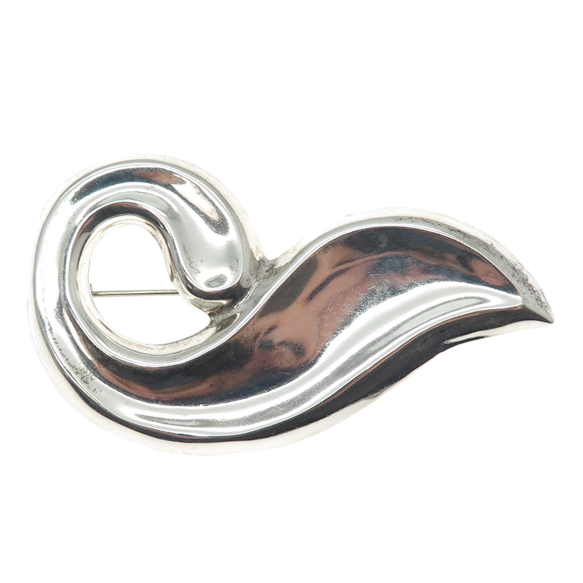 925 Sterling Silver Vintage Mexico Modernist Petal Pin Brooch / Pendant