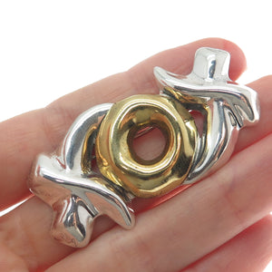 925 Sterling Silver 2-Tone Vintage Mexico XO Hugs & Kisses Pin Brooch