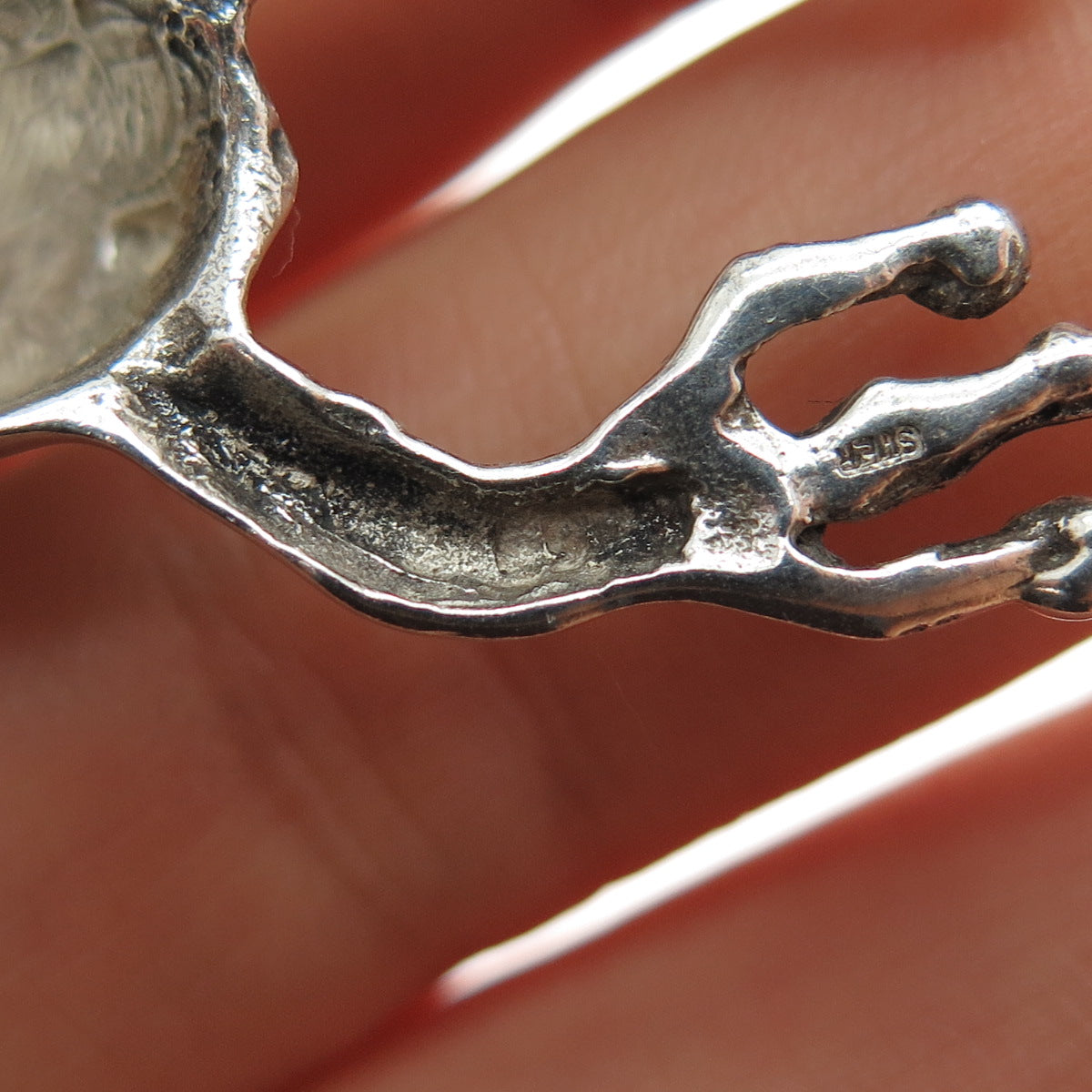 925 Sterling Silver Vintage Frog For Good Luck Oxidized Pin Brooch