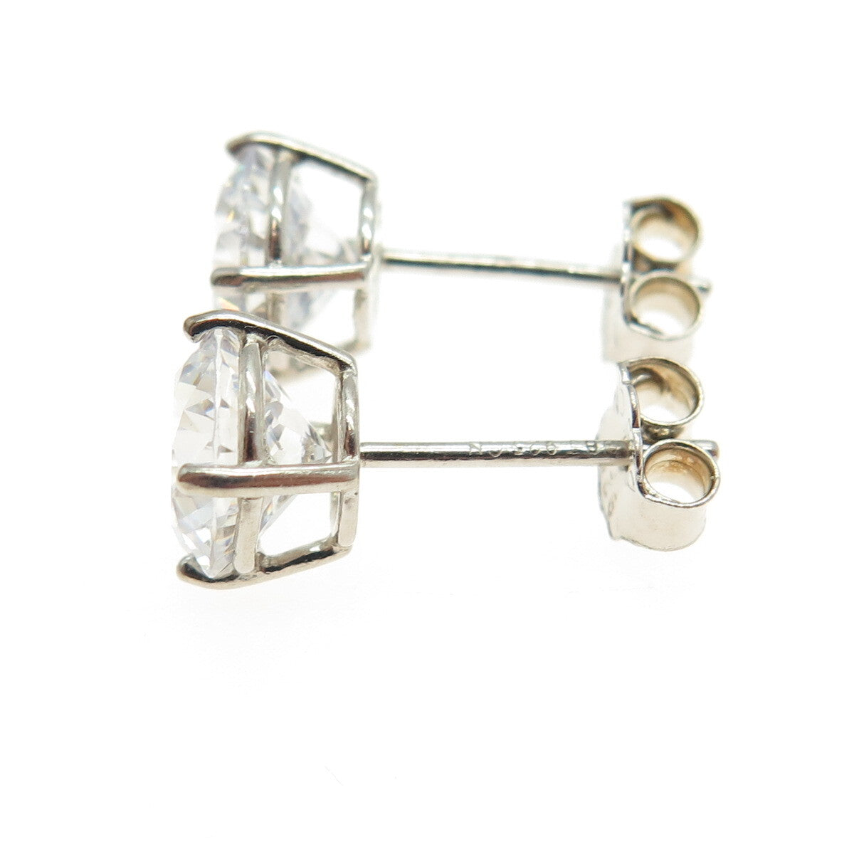 925 Sterling Silver Round-Cut C Z Stud Earrings