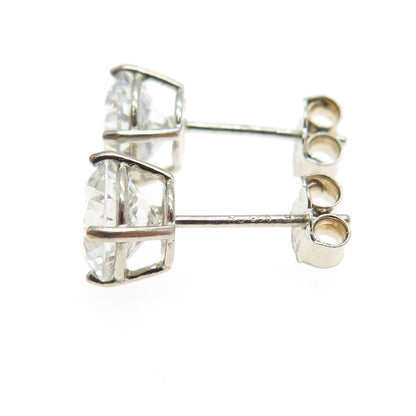 925 Sterling Silver Round-Cut C Z Stud Earrings