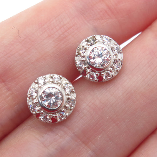 925 Sterling Silver Round-Cut Shaped C Z Sparkle Stud Earrings