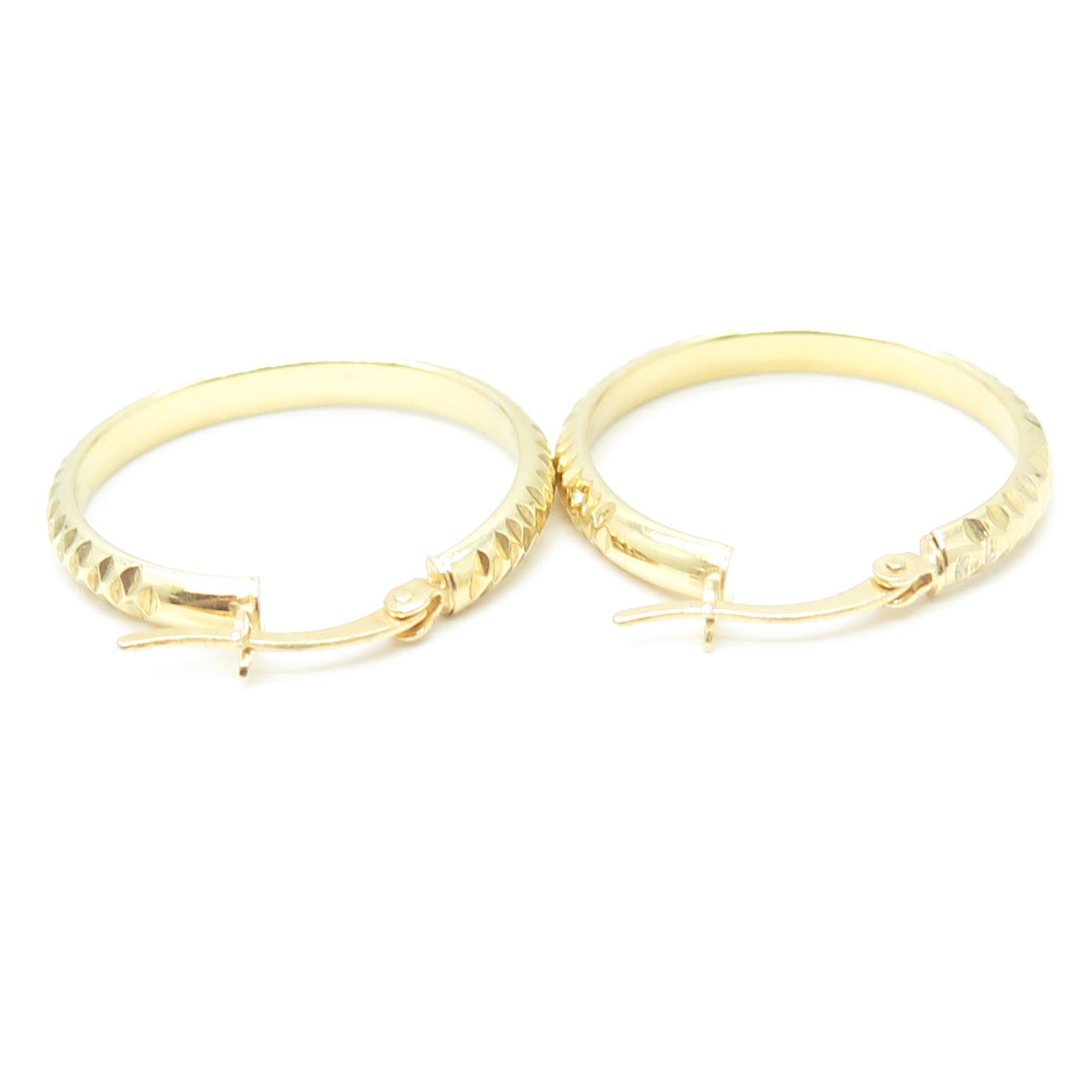 HAN 925 Sterling Silver Gold Plated Textured Hoop Earrings