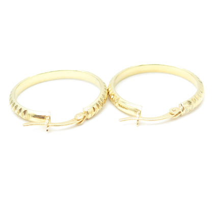 HAN 925 Sterling Silver Gold Plated Textured Hoop Earrings