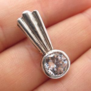 925 Sterling Silver Vintage Round-Cut C Z Modernist Slide Pendant