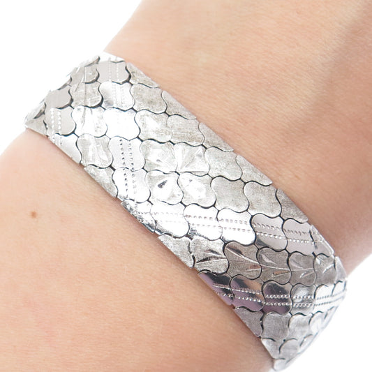 925 Sterling Silver Vintage Italy Scale Mail Link Bracelet 7.5"