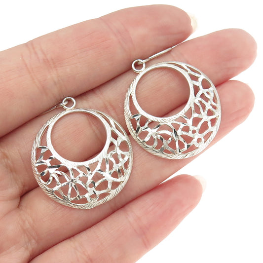 925 Sterling Silver Vintage Ornate Dangling Hook Earrings