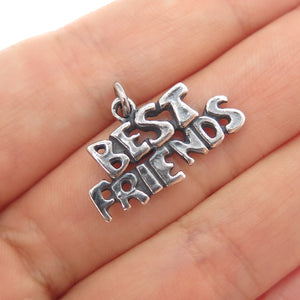 SUNDANCER 925 Sterling Silver Vintage Best Friends Oxidized Charm Pendant