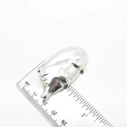 925 Sterling Silver Vintage Pig Boar Pin Brooch