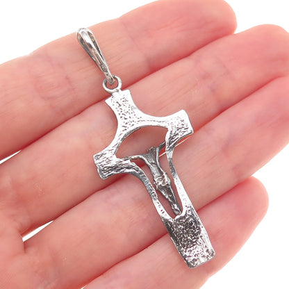 925 Sterling Silver Vintage Crucifix Cross Oxidized Charm Pendant