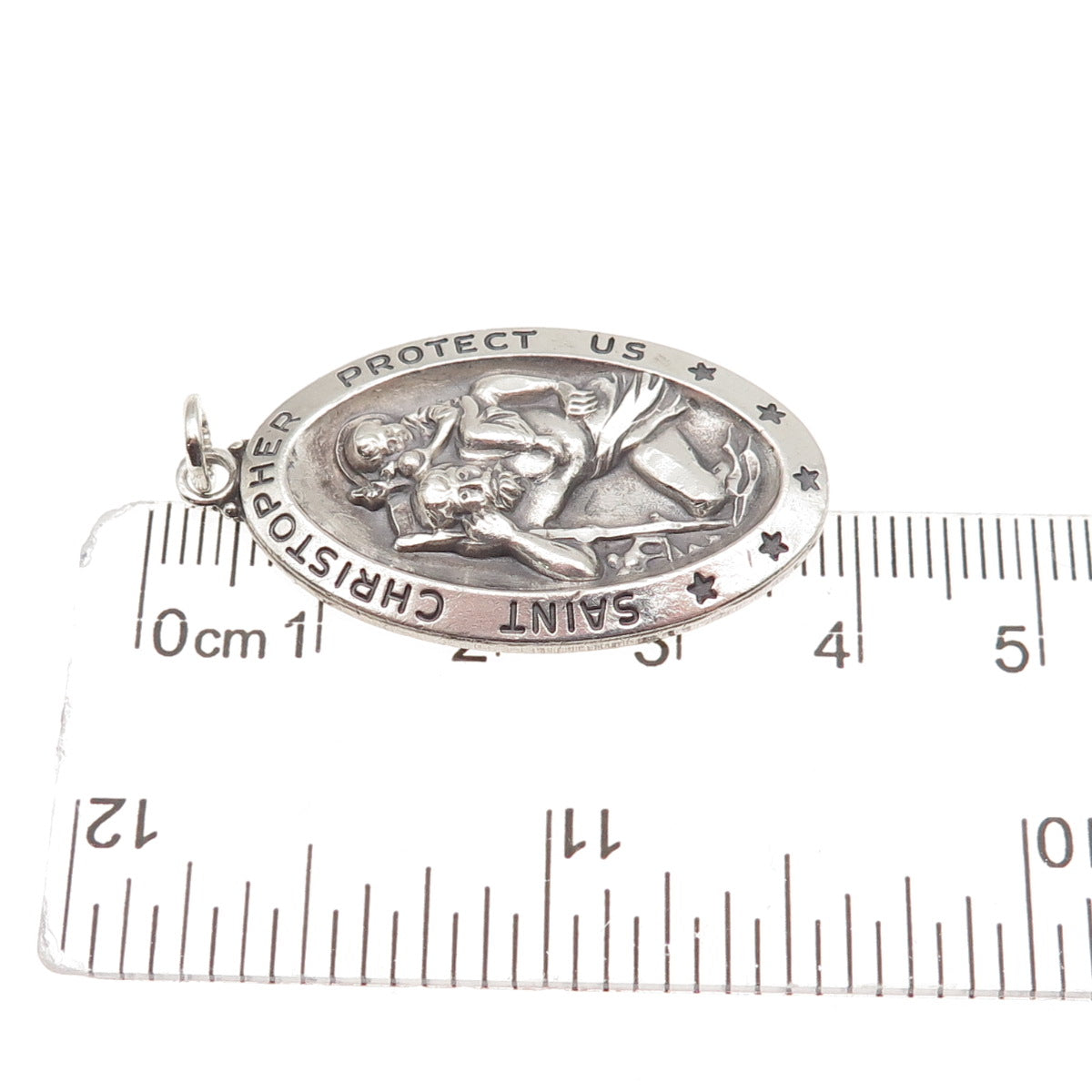 925 Sterling Silver Vintage St. Christopher Religious Medal Charm Pendant
