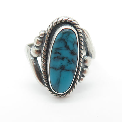 BELL TRADING POST 925 Sterling Silver Vintage Bisbee Turquoise Ring Size 7.5