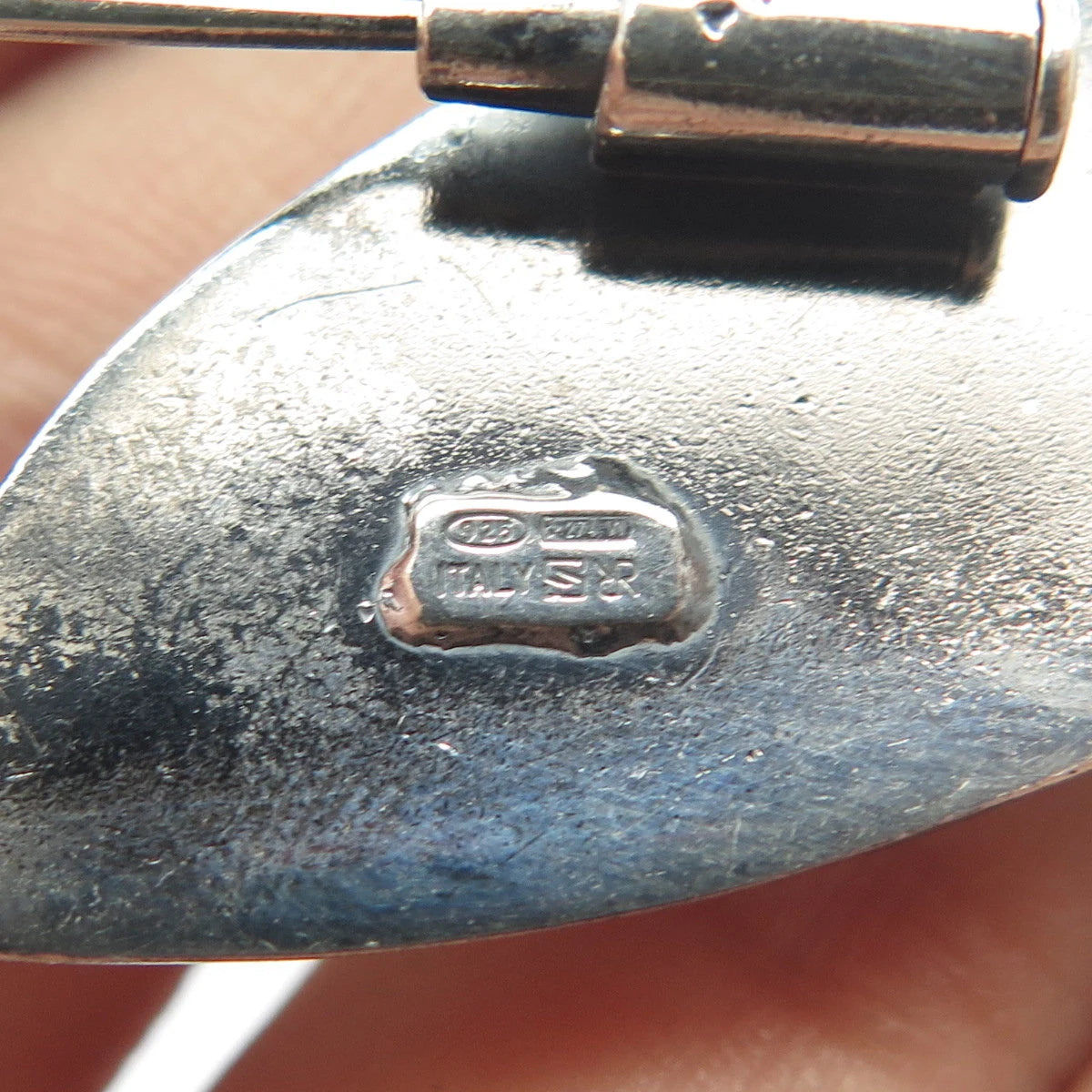 925 Sterling Silver Vintage Italy Modernist Oval Pin Brooch