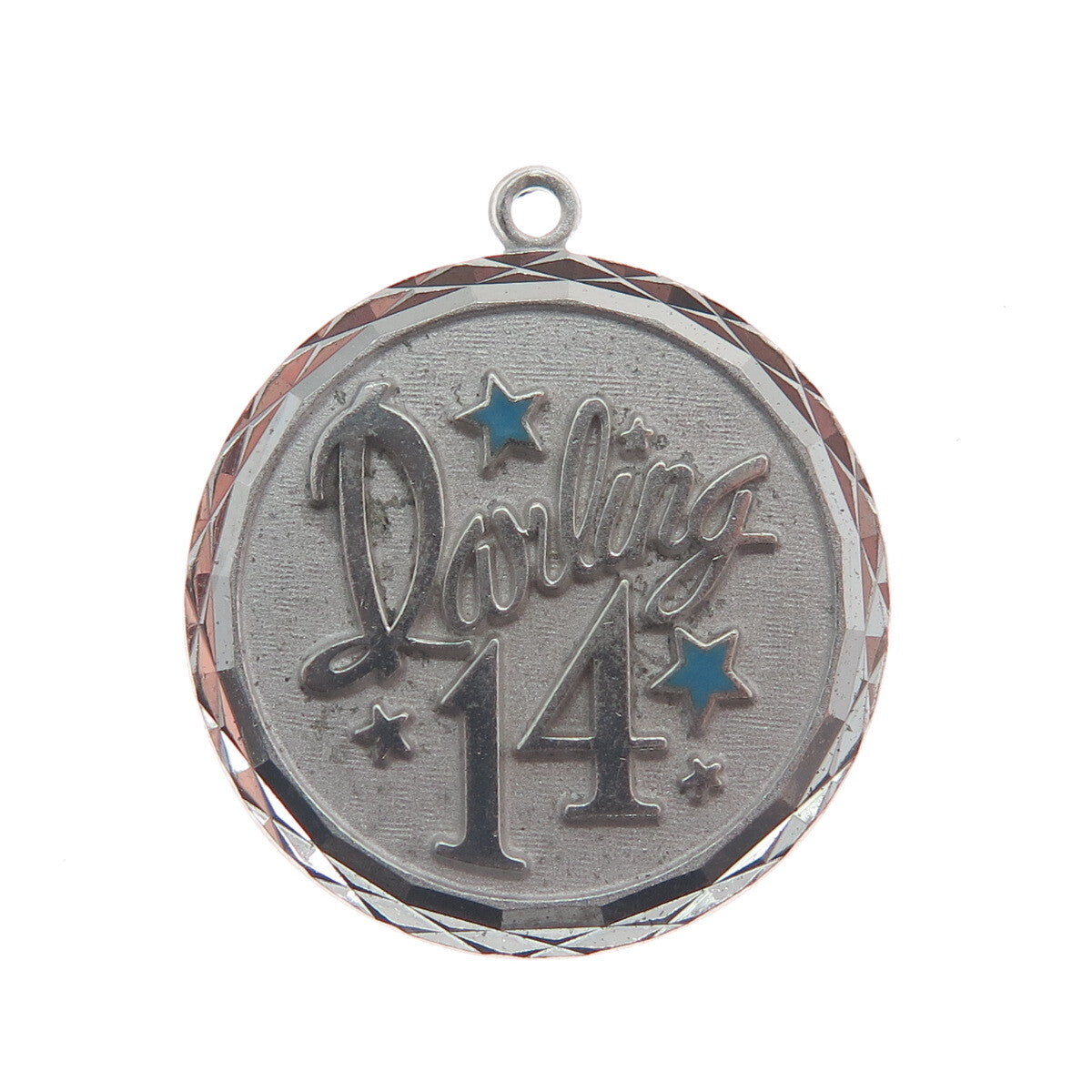 GRIFFITH & SONS CO 925 Sterling Silver Antique Enamel "Darling 14" Pendant