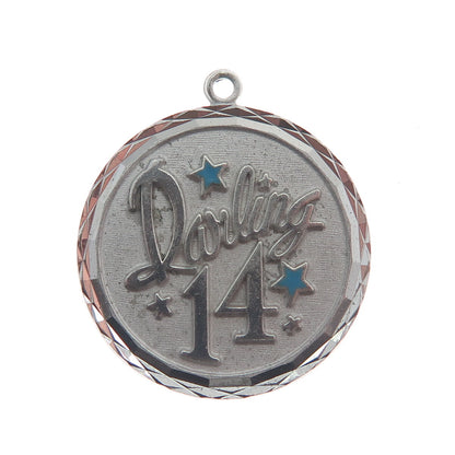 GRIFFITH & SONS CO 925 Sterling Silver Antique Enamel "Darling 14" Pendant
