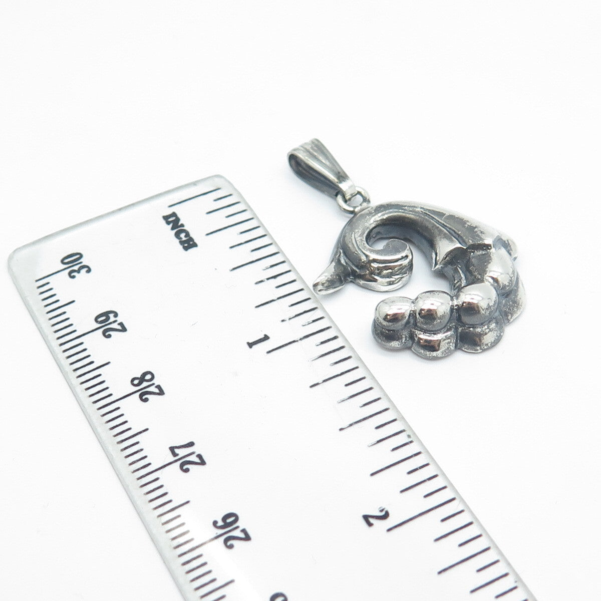 925 Sterling Silver Vintage Floral Oxidized Pendant