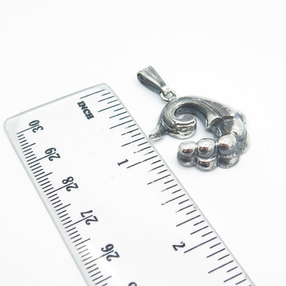 925 Sterling Silver Vintage Floral Oxidized Pendant