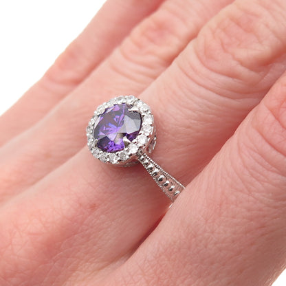 RSE Robert Seeman 925 Sterling Silver Purple & White C Z Ring Size 10.25