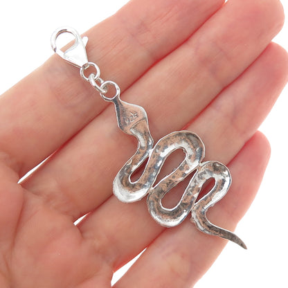 925 Sterling Silver Vintage Snake Lobster Claw Lock Pendant