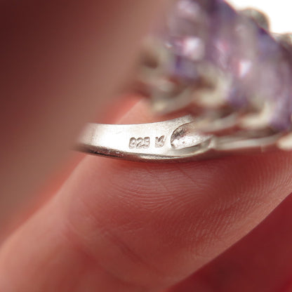 Ken Crafts 925 Sterling Silver Vintage Real Emerald-Cut Amethyst Ring Size 7