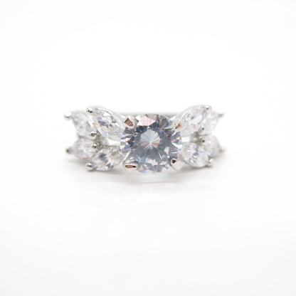 925 Sterling Silver C Z Round Ring Size 7