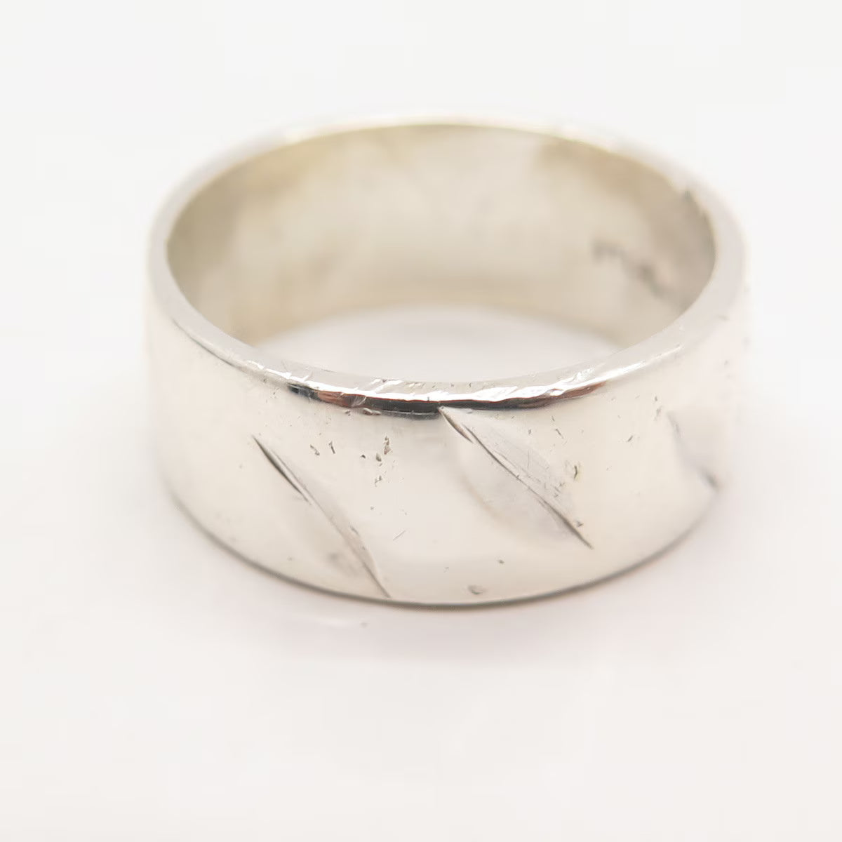 925 Sterling Silver Vintage Leaves Band Ring Size 6.5