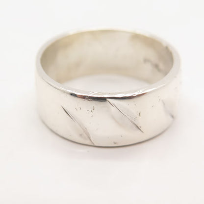 925 Sterling Silver Vintage Leaves Band Ring Size 6.5