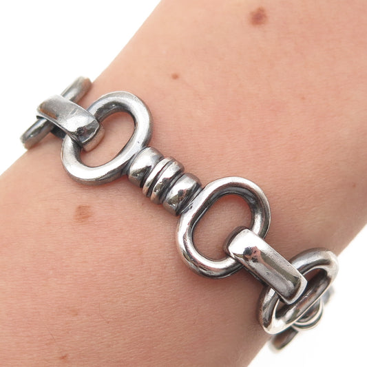 925 Sterling Silver Vintage Horse Bit Stirrup Oxidized Bracelet 7"