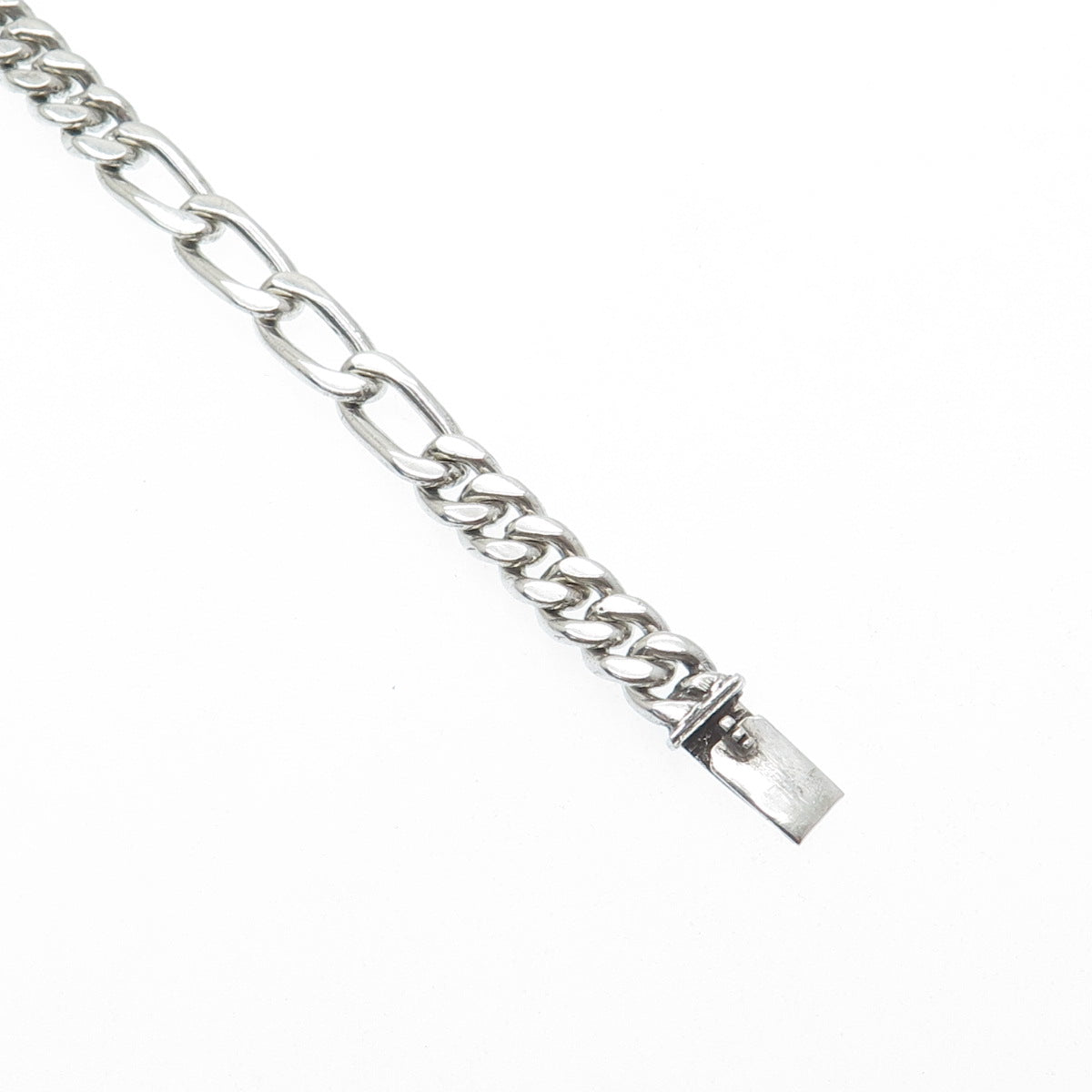 925 Sterling Silver Vintage Mexico Figaro Link Bracelet 7.5"