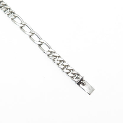 925 Sterling Silver Vintage Mexico Figaro Link Bracelet 7.5"