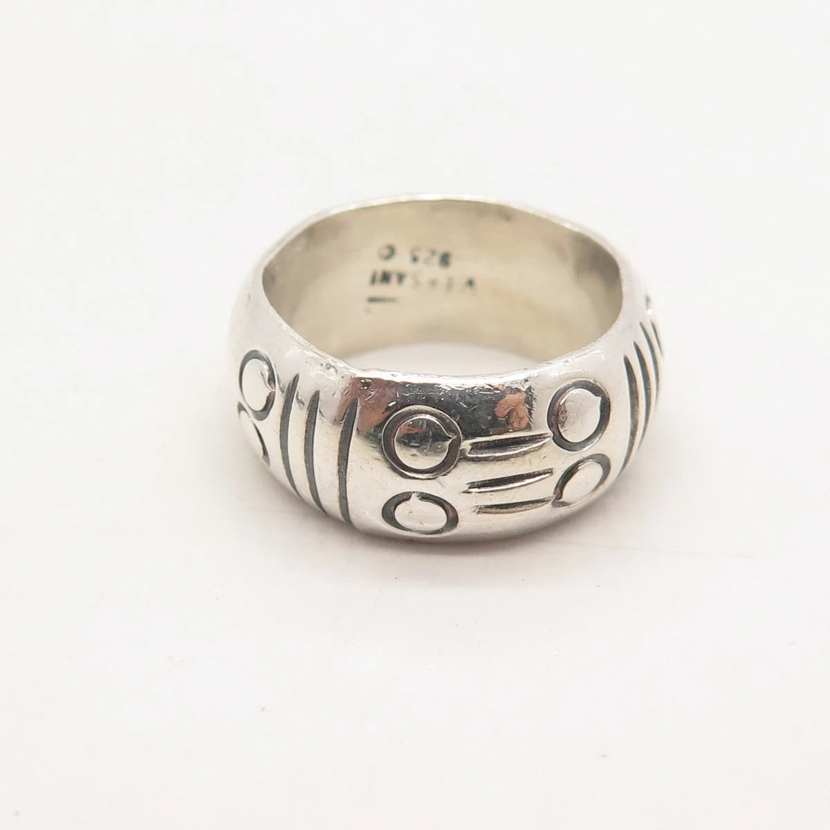 925 Sterling Silver Vintage Versani Etched Band Ring Size 6.25
