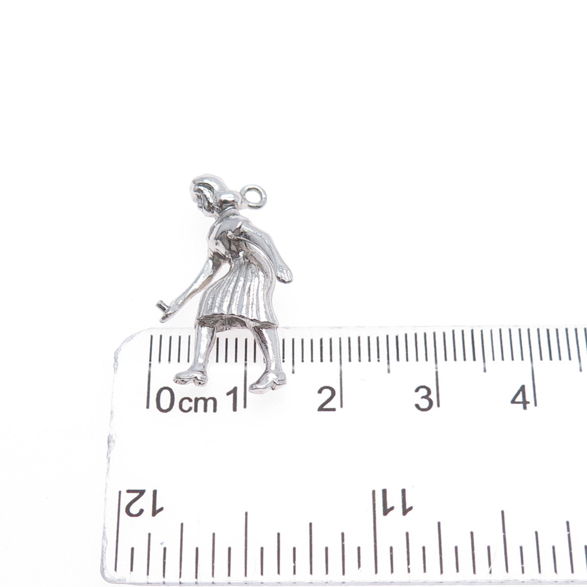 925 Sterling Silver Vintage Female Bowler Mini 3D Charm Pendant
