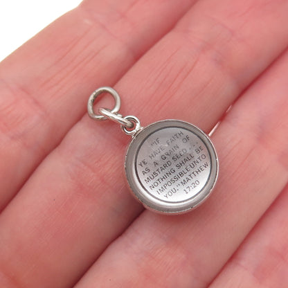 925 Sterling Silver Antique Art Deco Amulet of Faith Mustard Seed Mini Pendant