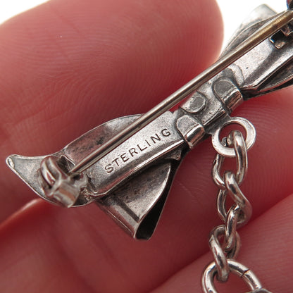 925 Sterling Silver Antique WWII Enamel Son-in-Service Bow Pin Brooch