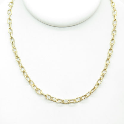 925 Sterling Silver Gold Plated Real Champagne Diamond Cable Chain Necklace 17"
